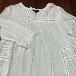 Ellos off white Lace Accent Blouse boho cottagecore